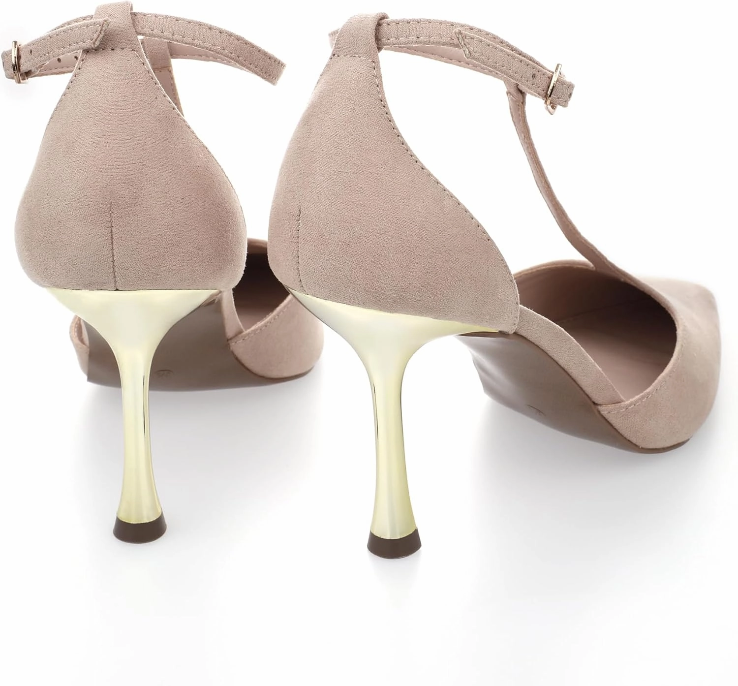 Womens Closed Toe High Heels Stiletto Pointed Pumps Prom Party Office Dress Shoes with T Strap Ankle Strap Shiny Heel