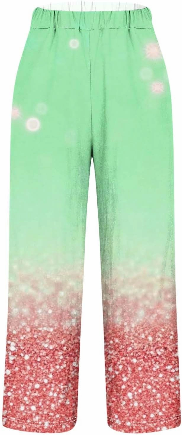 Womens Cotton Linen Pants Elastic High Waist Straight Leg Loose Comfy Lounge Pants Casual Slacks Summer Trousers