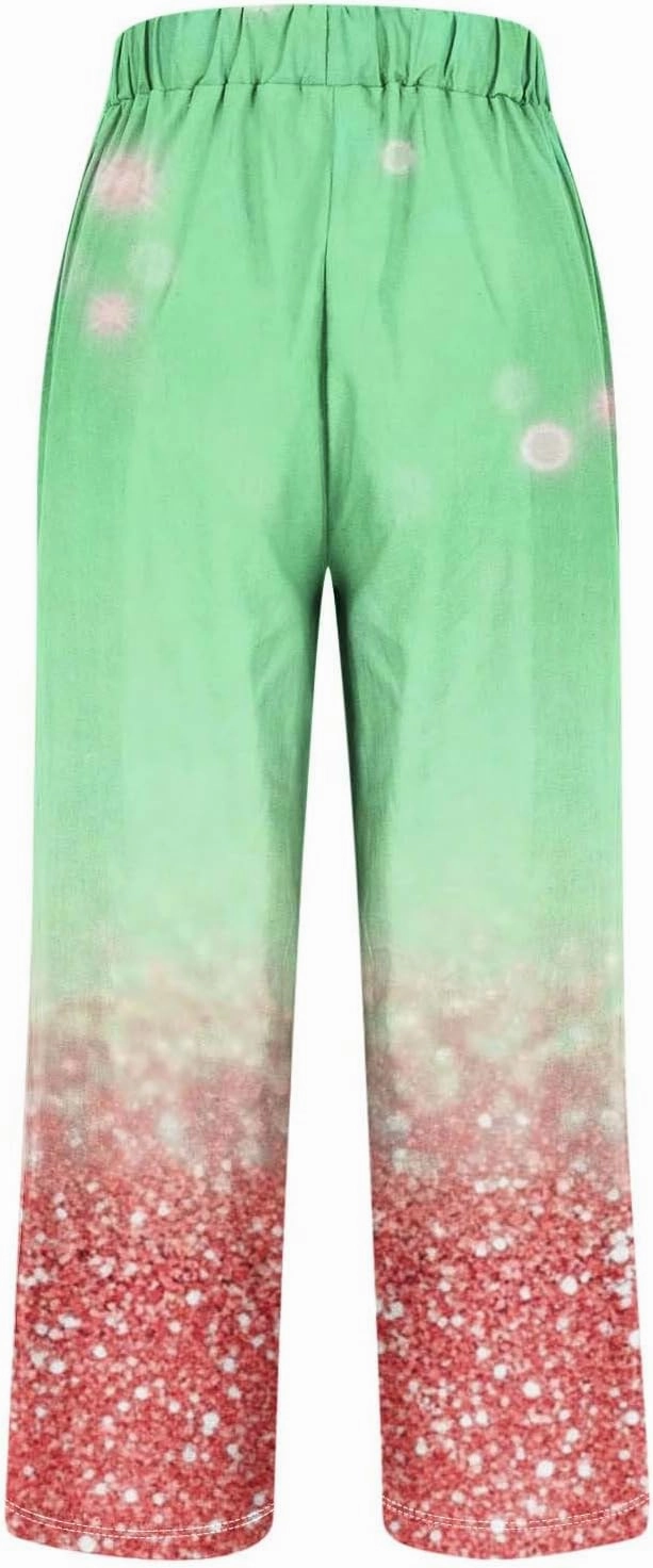 Womens Cotton Linen Pants Elastic High Waist Straight Leg Loose Comfy Lounge Pants Casual Slacks Summer Trousers