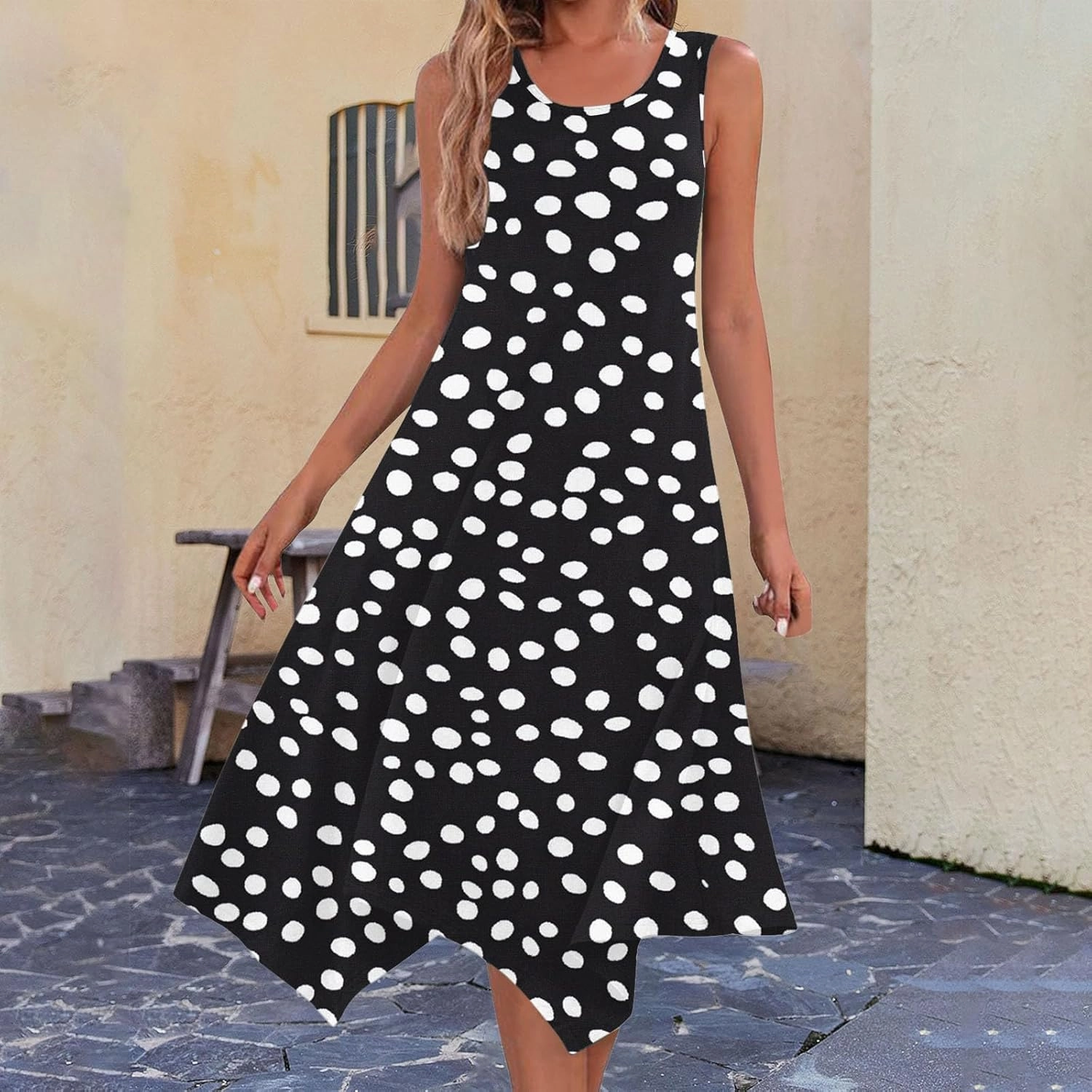 Womens Dresses Casual Summer Fashion Flowy Sleeveless Tank Sundress Crewneck Beach Vacation Swing Long Maxi Dresses