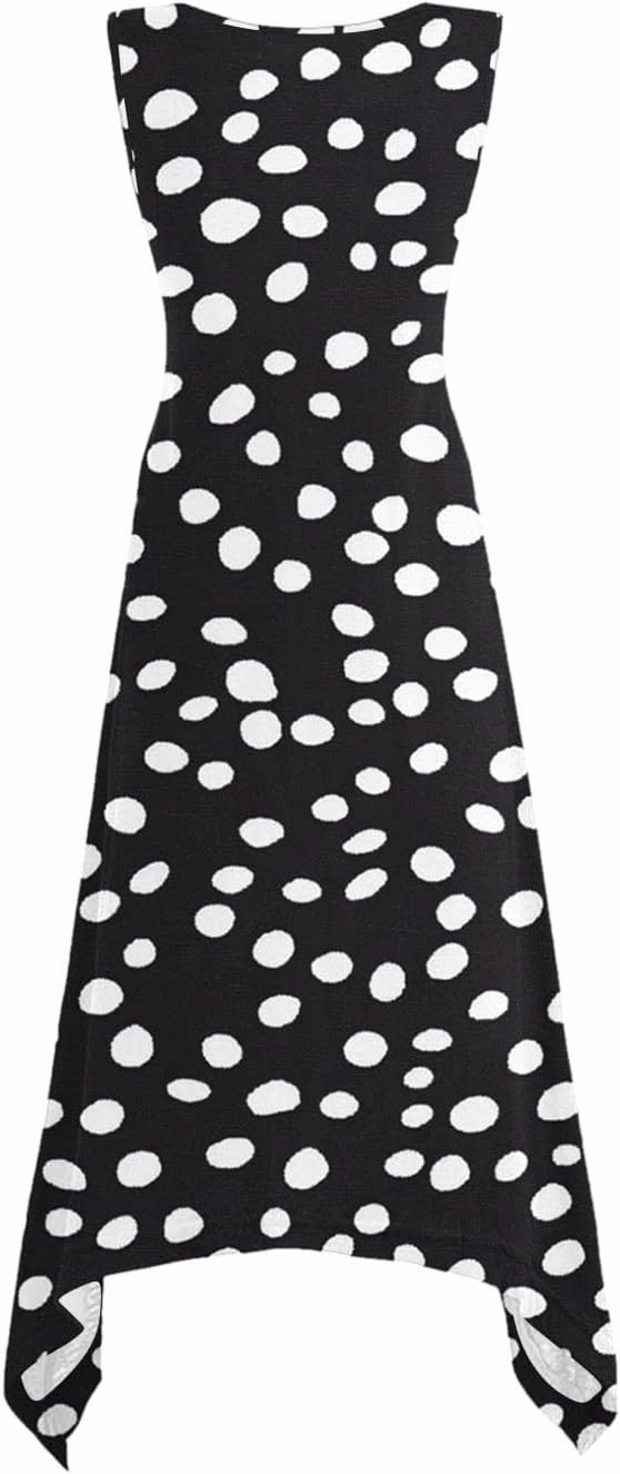 Womens Dresses Casual Summer Fashion Flowy Sleeveless Tank Sundress Crewneck Beach Vacation Swing Long Maxi Dresses