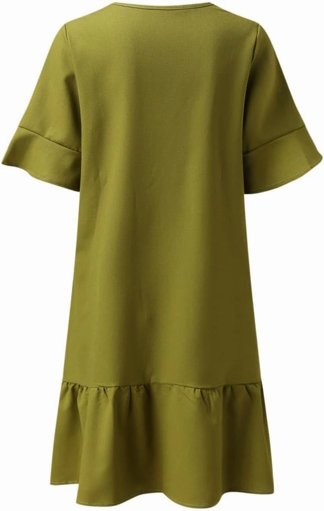Womens Ruffle Midi Dress Summer Swimsuit Coverups Sexy V Neck Bathing Suit Cover Ups Casual Loose Short Sleeve Dress