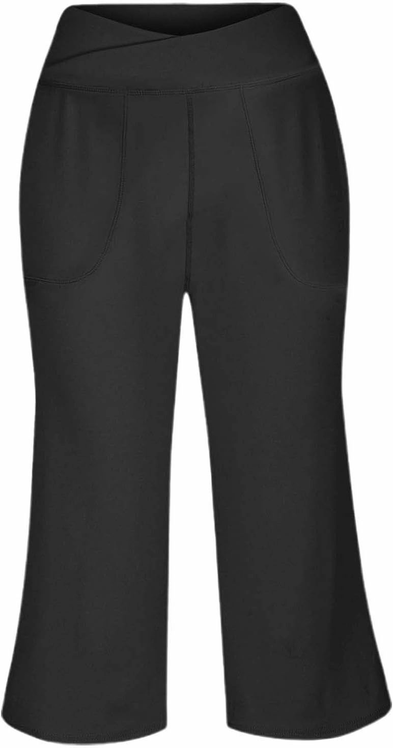 Womens Straight Leg Pants Womens Wrinkle Free Mid Rise Casual Wide Leg Trousers Button Down Loose Work Office Business S