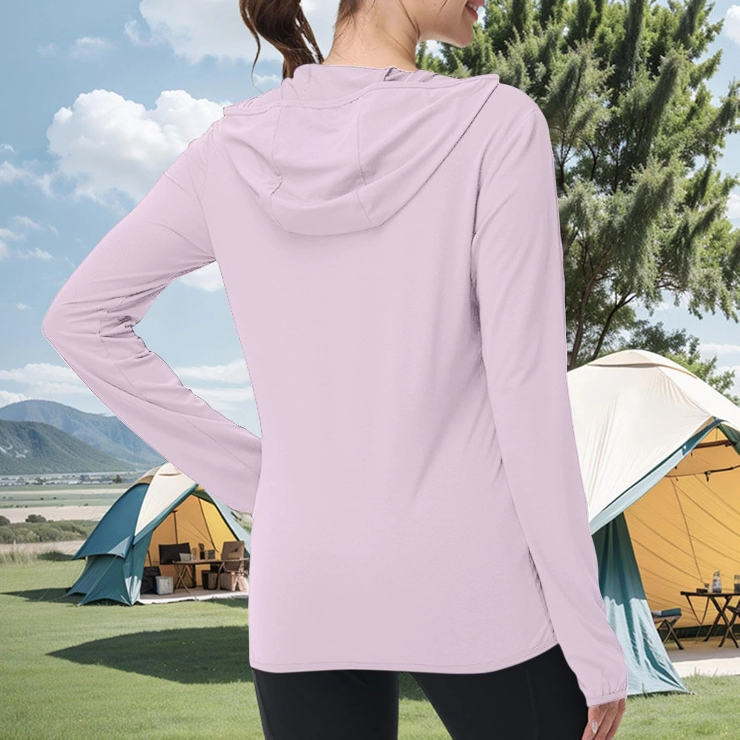Womens UPF 50  Sun Protection Hoodie Long Sleeve Zip Up SPF UV Shirt Fishing Hiking Outdoor Summer Lightweight Jacket