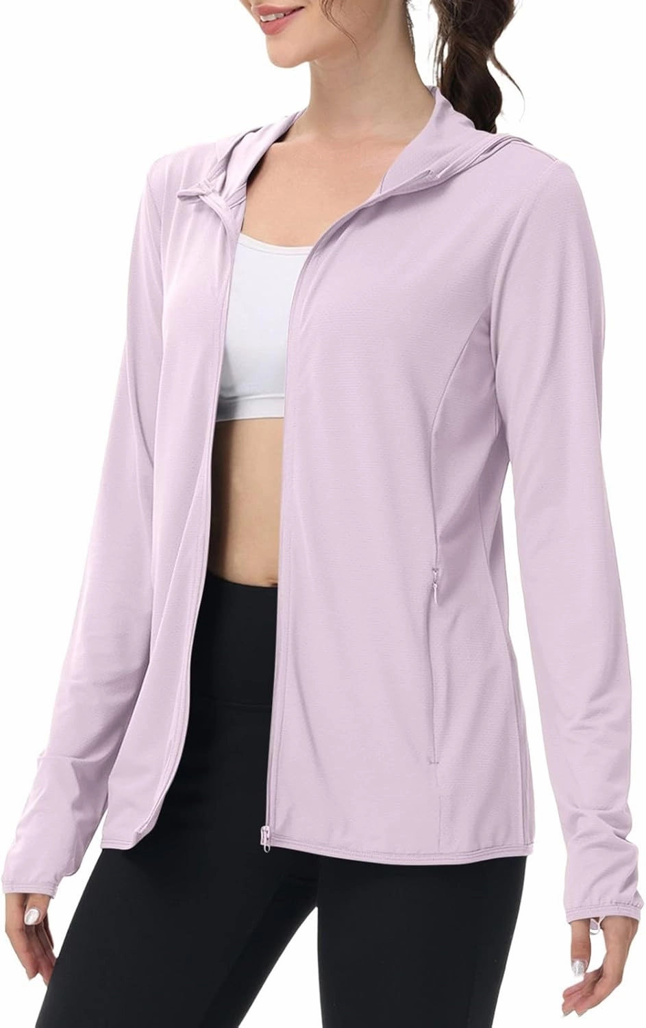 Womens UPF 50  Sun Protection Hoodie Long Sleeve Zip Up SPF UV Shirt Fishing Hiking Outdoor Summer Lightweight Jacket