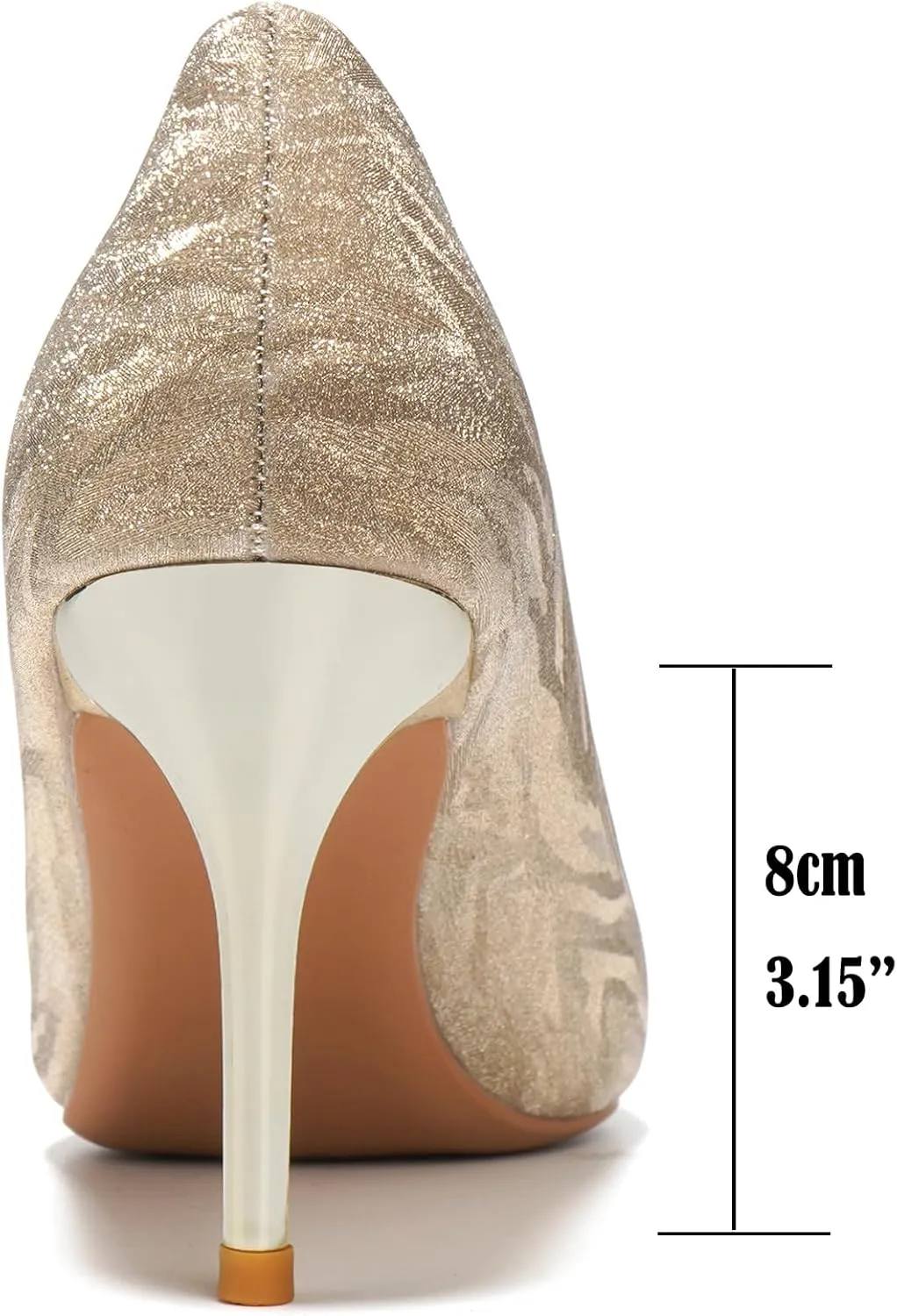 WUIWUIYU Women's High Heel Pumps Pointed Toe Classic Wedding Bridal Stiletto Heeled Party Dress Shoes Glittery Pumps