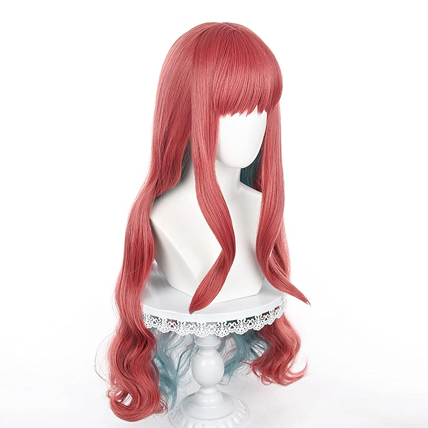 XiongXiongLe Anne Faulkner Cosplay Wig Paradox Live Costume Long Curly Pink Blue Gradient Hair Fiber Synthetic Hairs Wigs for Women Girls Coser Halloween Christmas(Anne Faulkner)