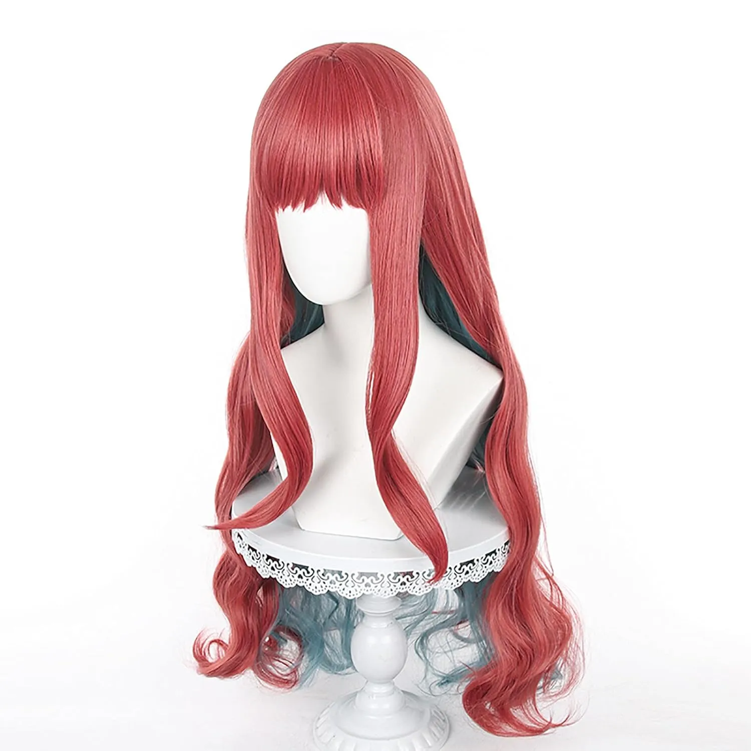 XiongXiongLe Anne Faulkner Cosplay Wig Paradox Live Costume Long Curly Pink Blue Gradient Hair Fiber Synthetic Hairs Wigs for Women Girls Coser Halloween Christmas(Anne Faulkner)
