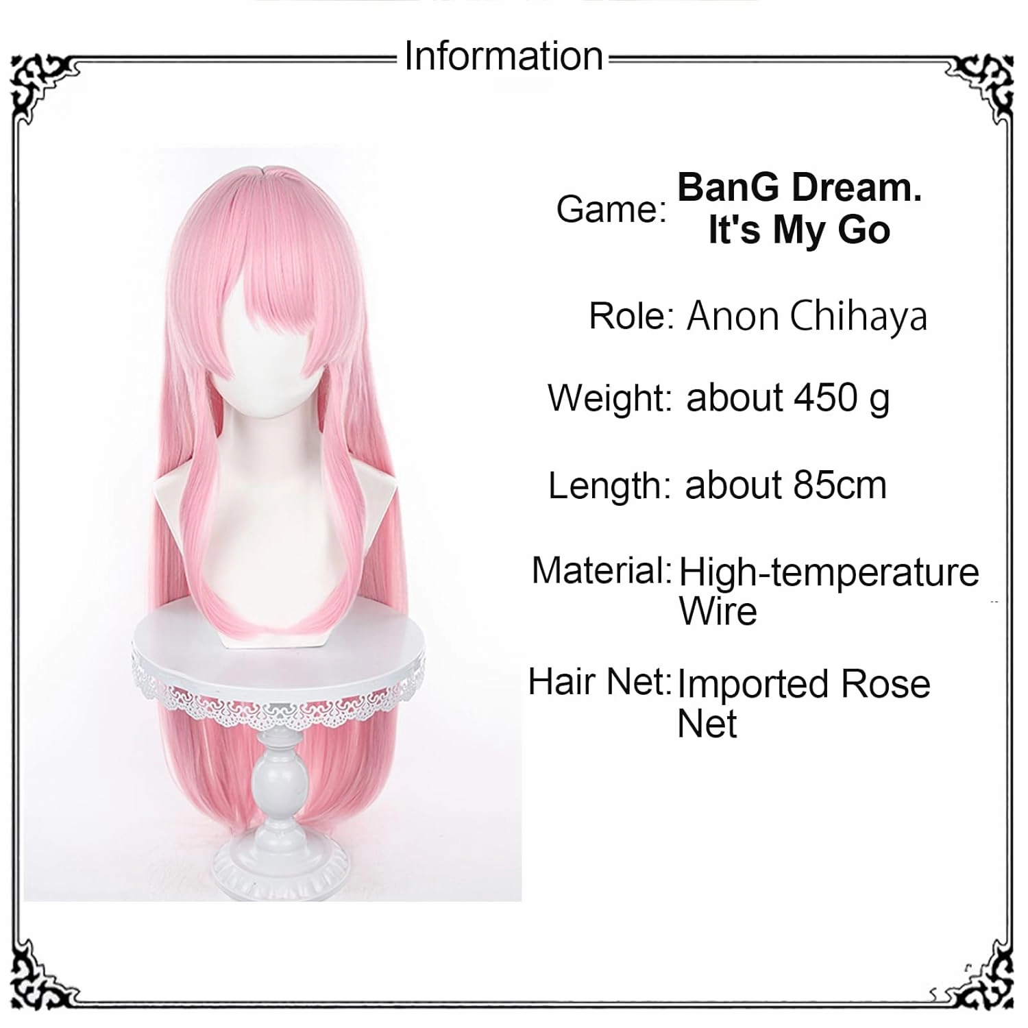 XiongXiongLe Anon Chihaya Wig Cosplay Anime Halloween Long Straight Pink Hair Wigs for Cos Party Halloween Christmas Daily Wear