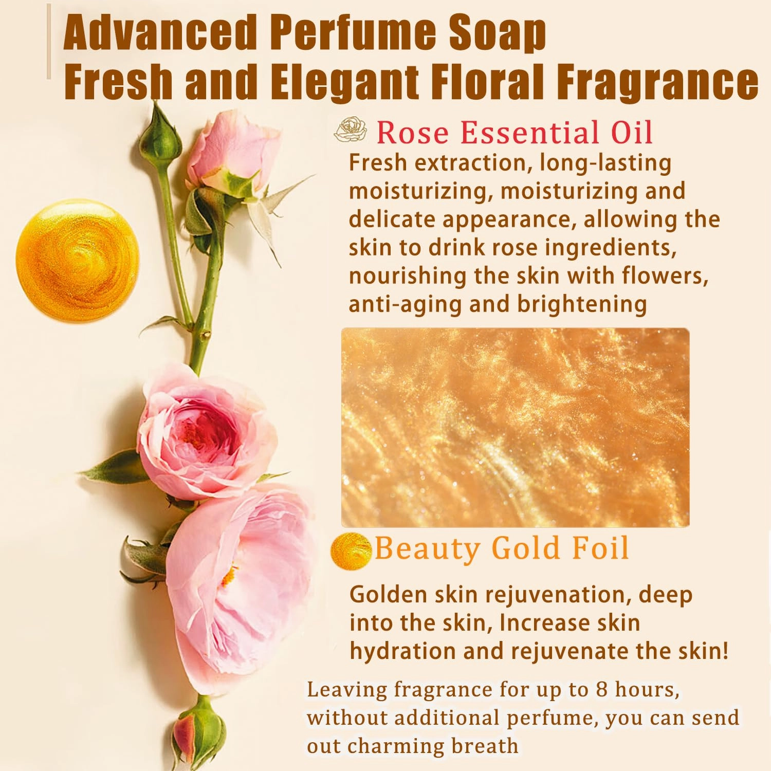XIRUJNFD Deep Cleansing Moisturizing Golden Perfume Soap, Silky Nourishment Perfume Gold Soap, Face and Body Bar Deep Cleansing Bars Oil Control, Long-Lasting Fragrance (2Pcs)