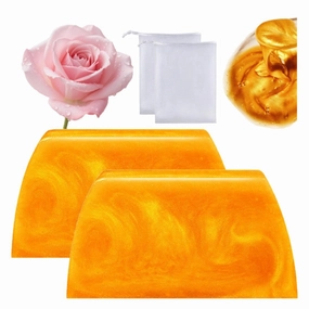 XIRUJNFD Deep Cleansing Moisturizing Golden Perfume Soap, Silky Nourishment Perfume Gold Soap, Face and Body Bar Deep Cleansing Bars Oil Control, Long-Lasting Fragrance (2Pcs)