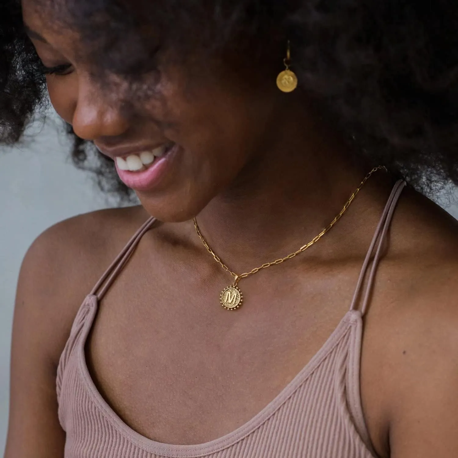 Yoosteel Mothers Day Gifts - Gold Initial Necklaces for Women, 14K Gold Plated Dainty Layering Paperclip Link Chain Necklace Personalized Coin Initial Layered Gold Necklaces for Women