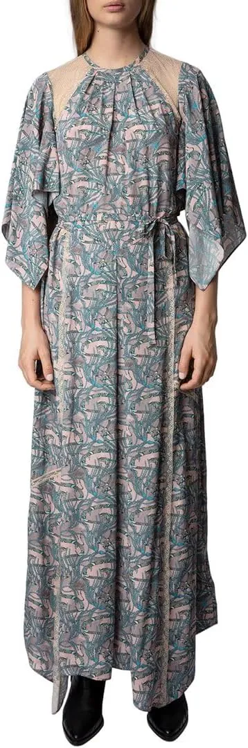 Zadig & Voltaire Womens Rielle Snake Chaines Silk-Blend Dress, L Multi-Colored