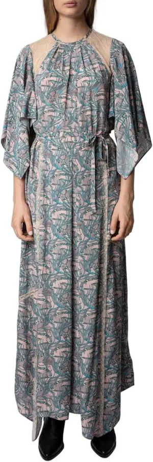Zadig & Voltaire Womens Rielle Snake Chaines Silk-Blend Dress, L Multi-Colored