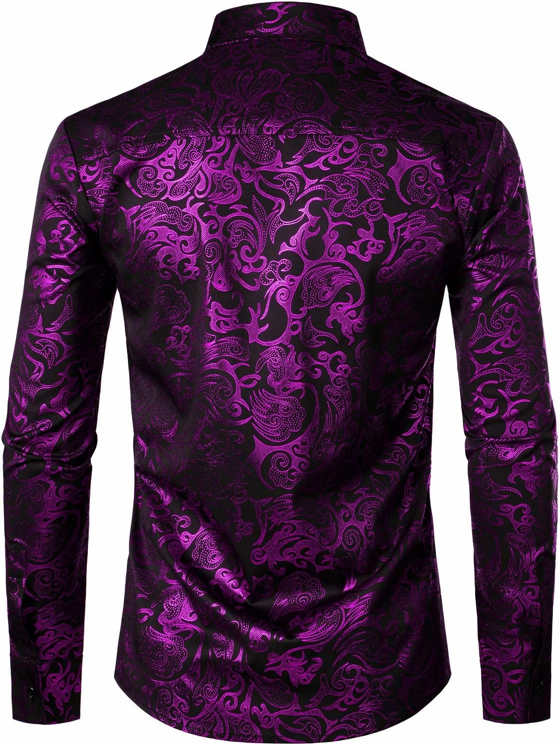 ZEROYAA Men's Luxury Gold Prom Design Slim Fit Long Sleeve Button up Party Dress Shirts