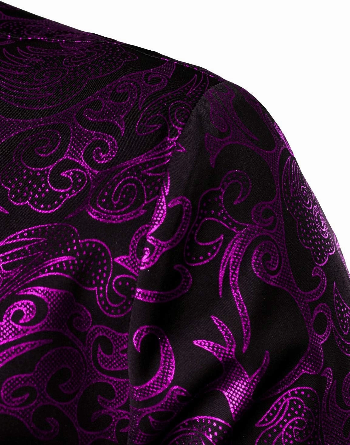 ZEROYAA Men's Luxury Gold Prom Design Slim Fit Long Sleeve Button up Party Dress Shirts