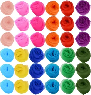 Zhanmai 36 Pieces Square Dance Scarves Juggling Scarf Props Magic Silky Scarves, 24 by 24 Inches (12 Vintage Colors)