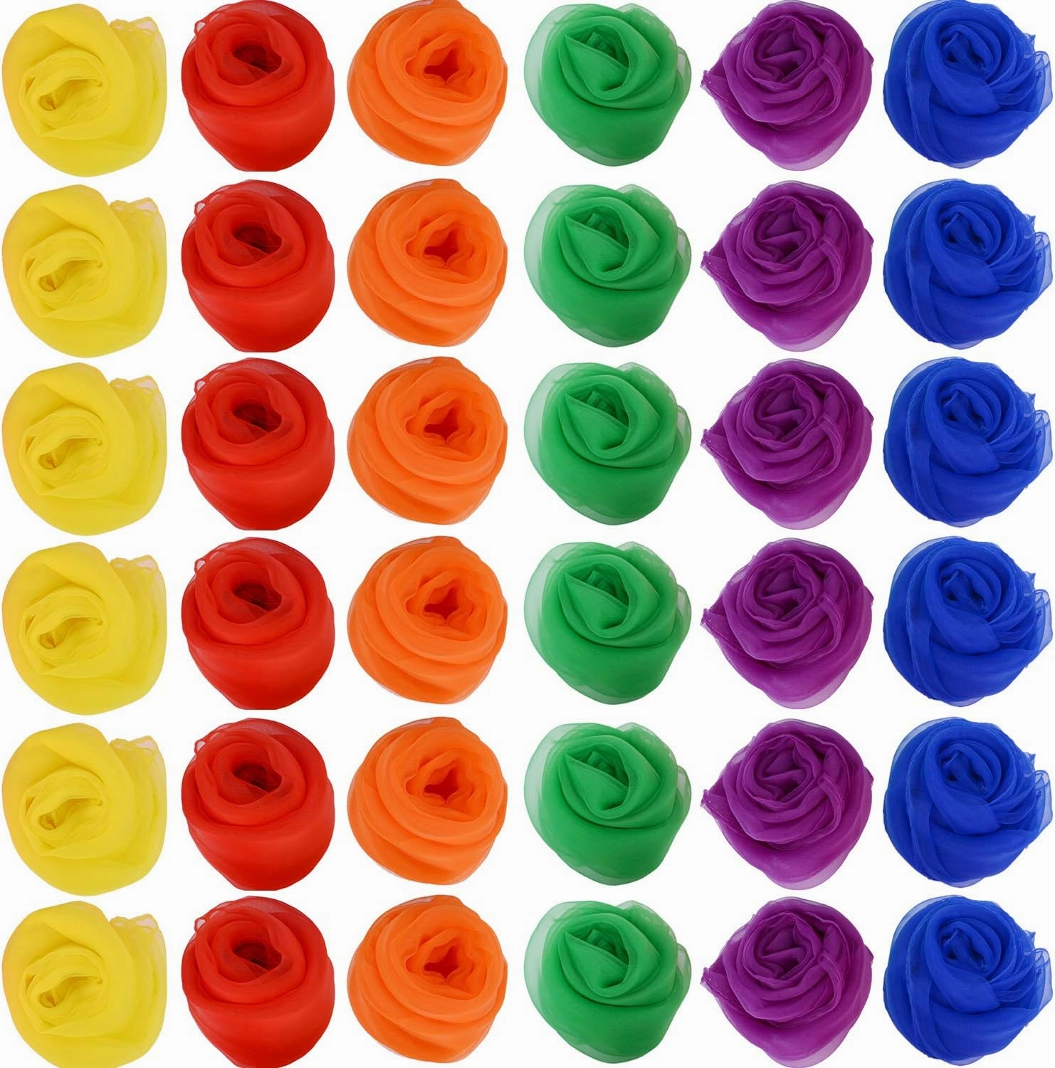 Zhanmai 36 Pieces Square Dance Scarves Juggling Scarf Props Magic Silky Scarves, 24 by 24 Inches (6 Elegant Colors)