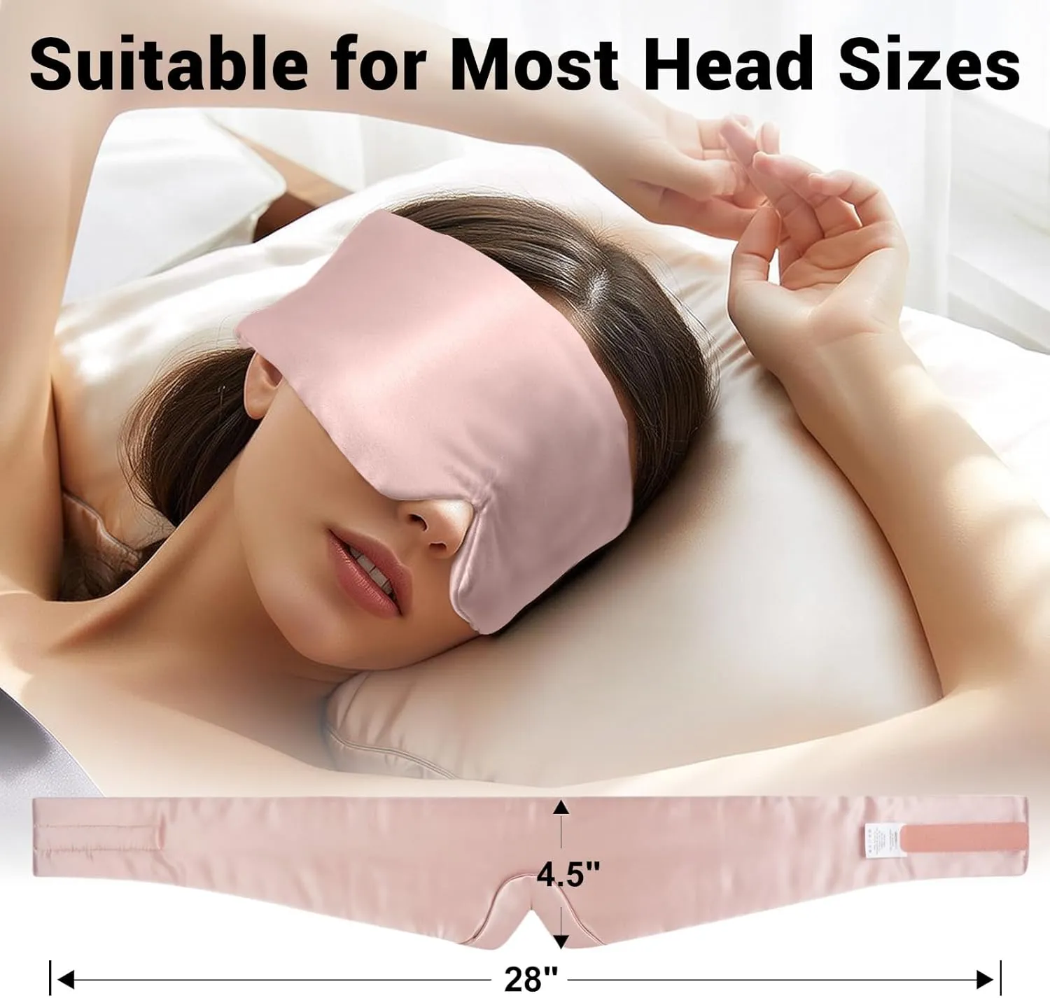 ZIMASILK 100% 22 Momme Mulberry Silk Sleep Mask - Full Silk Filled, Ultra-Soft & Breathable, Face-Hugging Total Blackout Eye Cover for Sleeping (Pink)