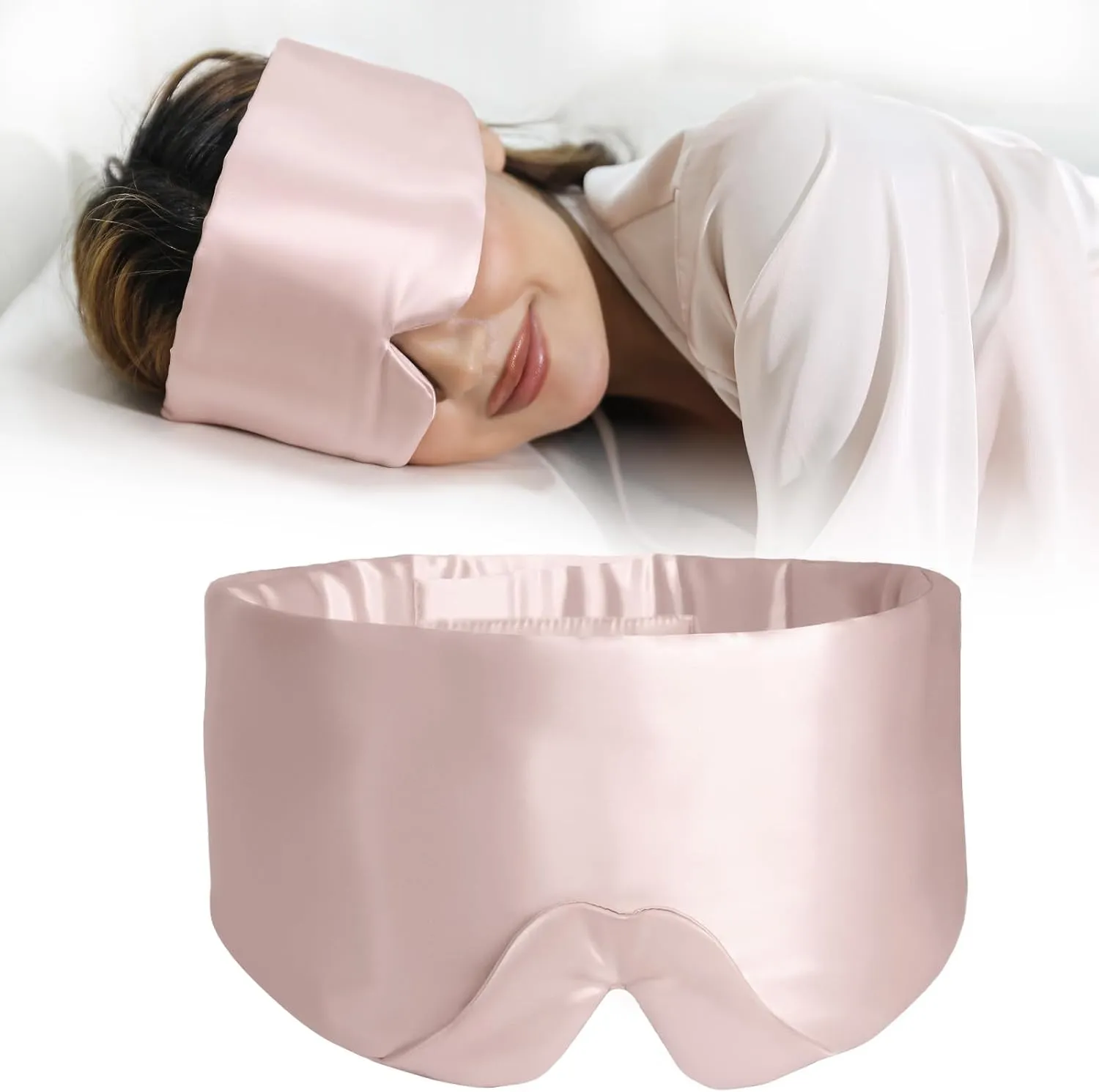 ZIMASILK 100% 22 Momme Mulberry Silk Sleep Mask - Full Silk Filled, Ultra-Soft & Breathable, Face-Hugging Total Blackout Eye Cover for Sleeping (Pink)