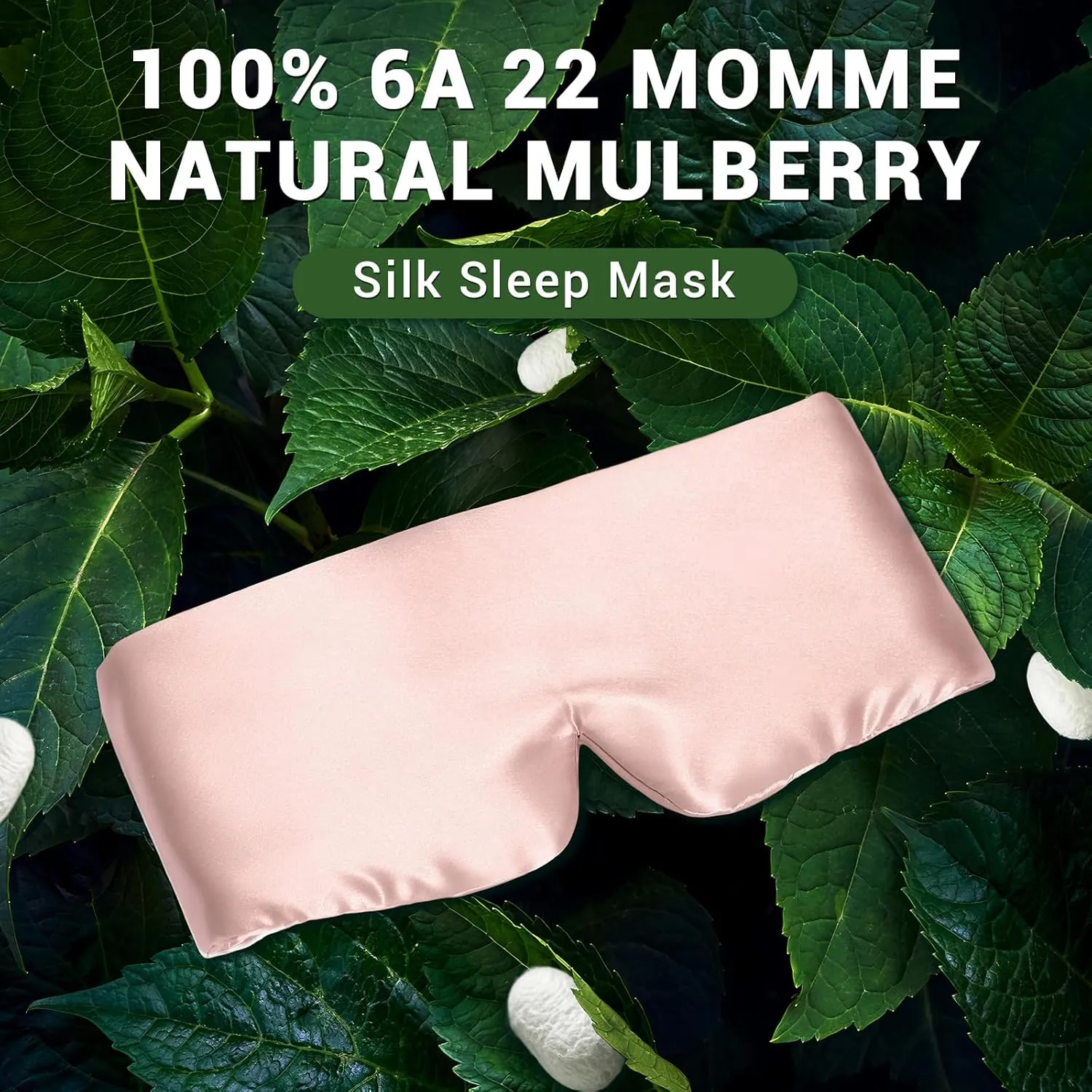 ZIMASILK 100% 22 Momme Mulberry Silk Sleep Mask - Full Silk Filled, Ultra-Soft & Breathable, Face-Hugging Total Blackout Eye Cover for Sleeping (Pink)