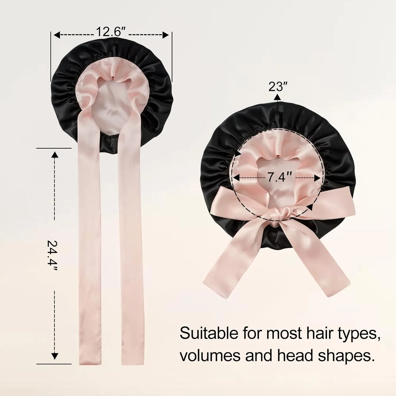 ZIMASILK 100% Mulberry Silk Bonnet for Sleeping Women Double Layer Hair Wrap with Silk Tie Band Natural Cap for Hair Care Stay on Head (1Pc, Black   Pink)