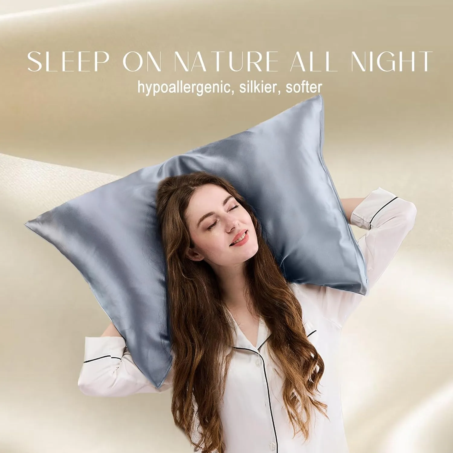 ZIMASILK 100% Pure Mulberry Silk Pillowcase for Hair and Skin Health,Soft and Smooth,Both Sides Premium Grade 6A Silk,600 Thread Count,with Hidden Zipper,1pc (Queen 20''x30'',Gray Blue)