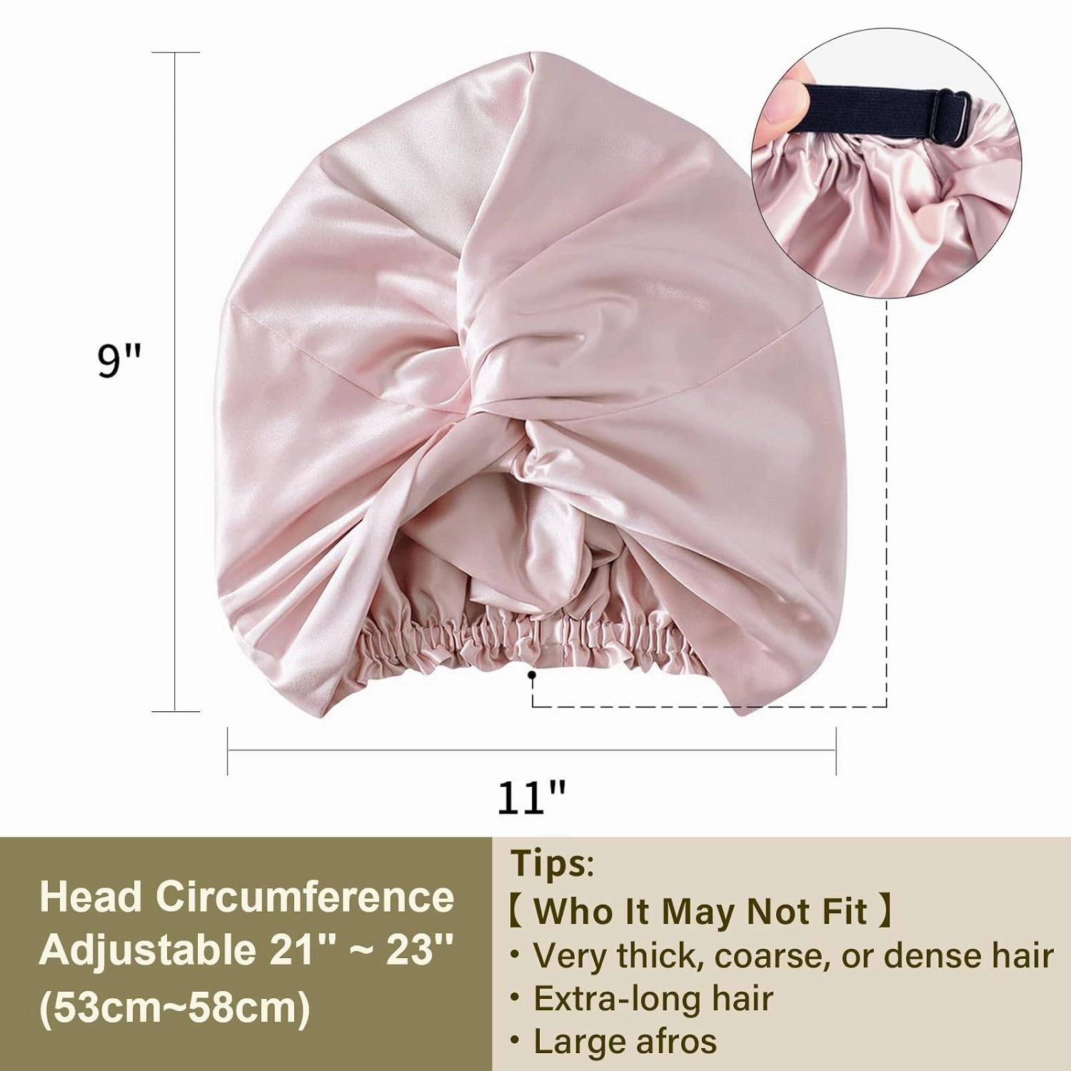 ZIMASILK 22 Momme 100% Mulberry Silk Sleep Cap for Women Hair Care,Natural Silk Night Bonnet with Elastic Stay On Head (1Pc, PINK)