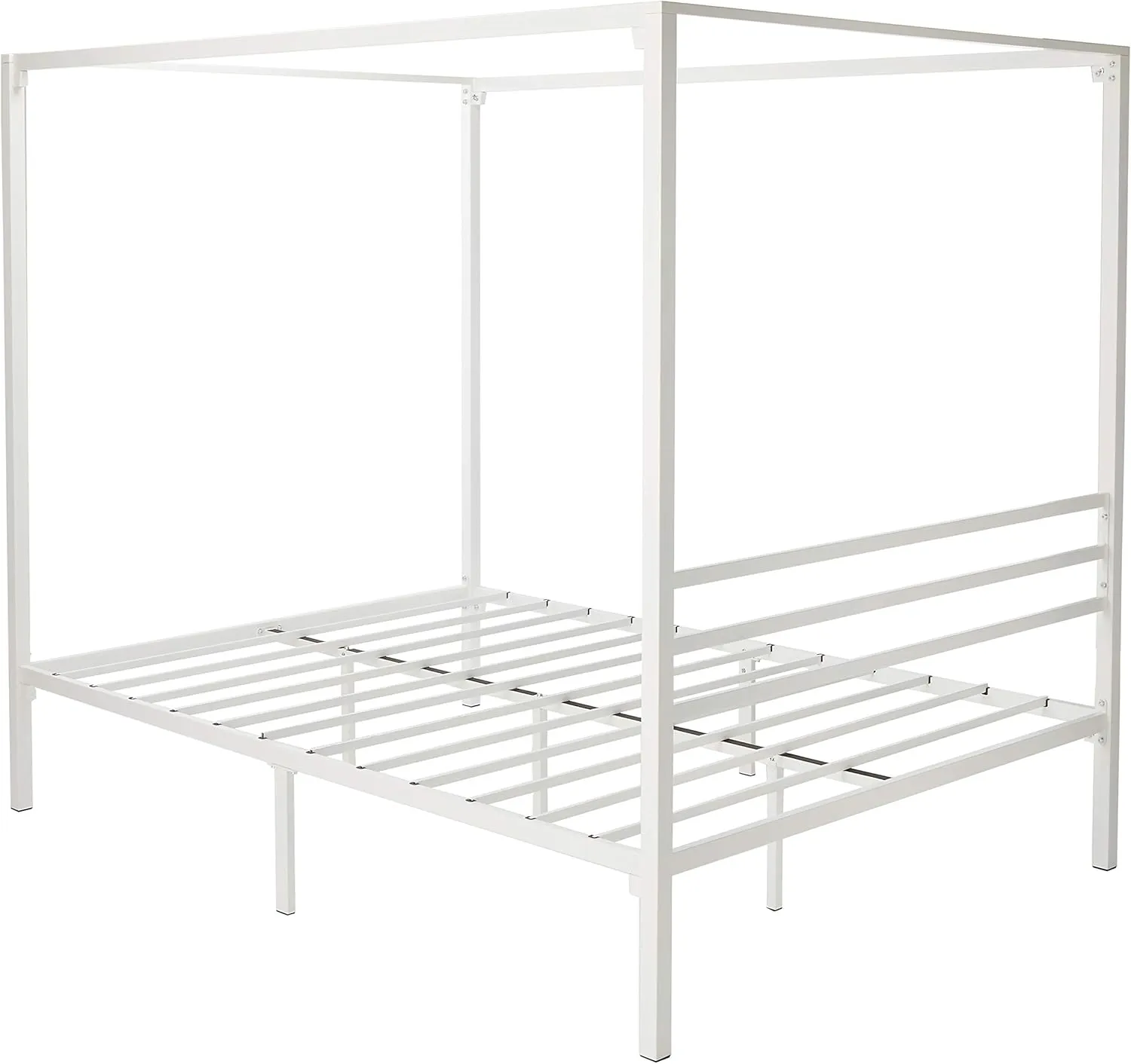ZINUS Patricia White Metal Canopy Platform Bed Frame, Mattress Foundation with Steel Slat Support, No Box Spring Needed, Easy Assembly, Queen