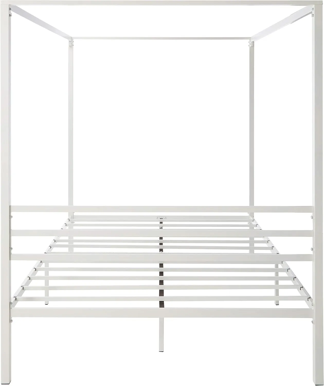 ZINUS Patricia White Metal Canopy Platform Bed Frame, Mattress Foundation with Steel Slat Support, No Box Spring Needed, Easy Assembly, Queen