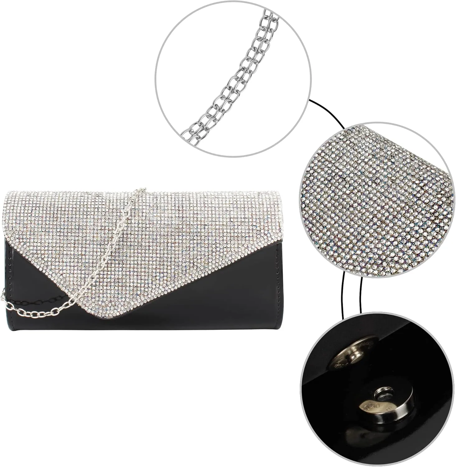 ZLMBAGUS Evening Clutch Purse Bag Party Prom Wedding Envelope Crossbody Handbags
